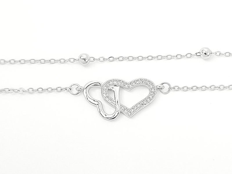 White Gold and Zirconia Elegant Heart Bracelet Carousel 2