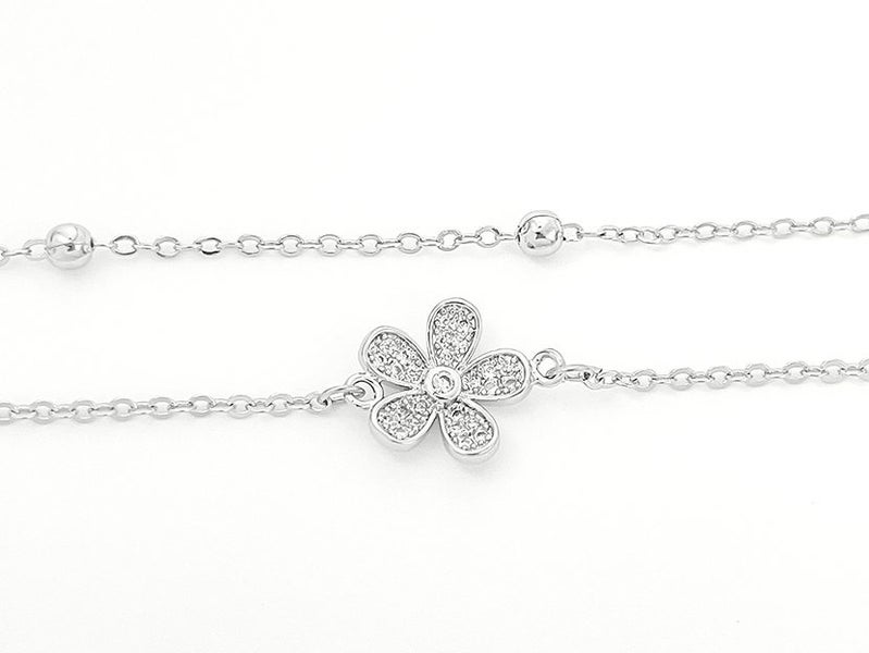 White Gold and Zirconia Elegant Flower Bracelet Carousel 2