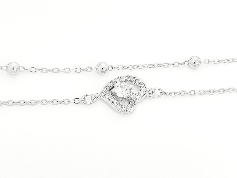 White Gold and Zirconia Elegant Heart Bracelet Carousel 2
