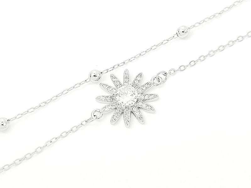 White Gold and Zirconia Elegant Flower Bracelet Carousel 1