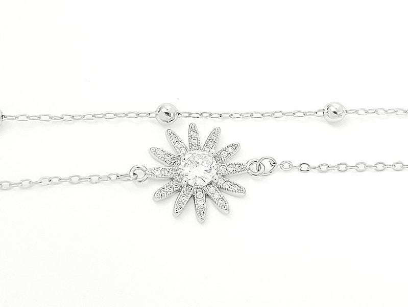 White Gold and Zirconia Elegant Flower Bracelet Carousel 2