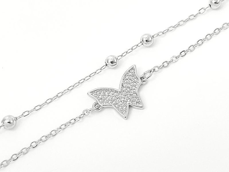 White Gold and Zirconia Elegant Butterfly Bracelet Carousel 1
