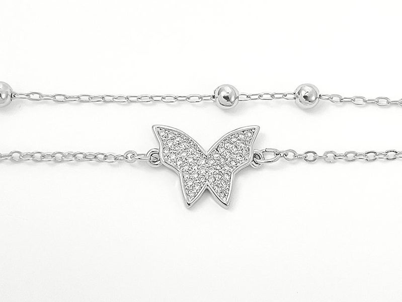 White Gold and Zirconia Elegant Butterfly Bracelet Carousel 2