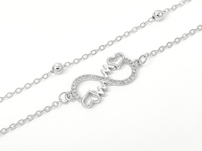 White Gold and Zirconia Elegant Heart Bracelet Carousel 1