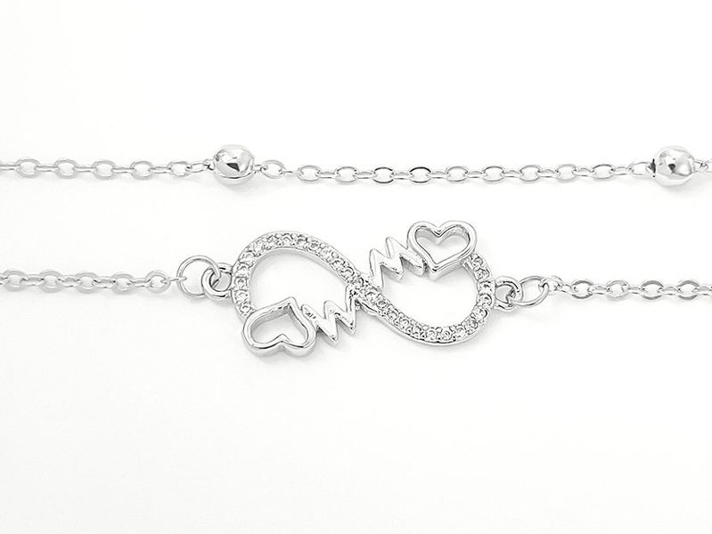 White Gold and Zirconia Elegant Heart Bracelet Carousel 2