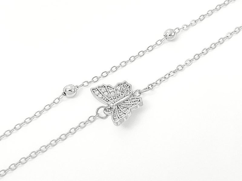 White Gold and Zirconia Elegant Butterfly Bracelet Carousel 1