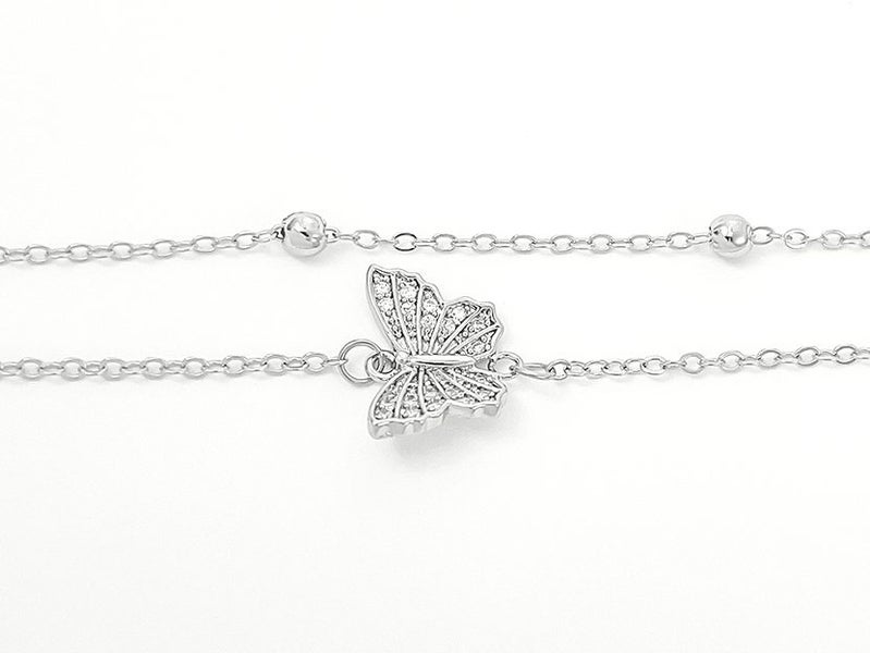 White Gold and Zirconia Elegant Butterfly Bracelet Carousel 2