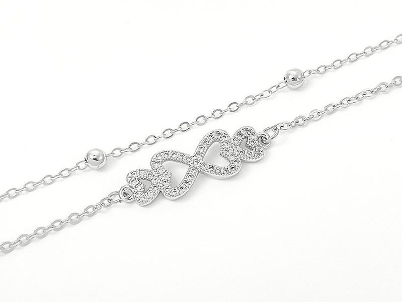 White Gold and Zirconia Elegant Heart Bracelet Carousel 1