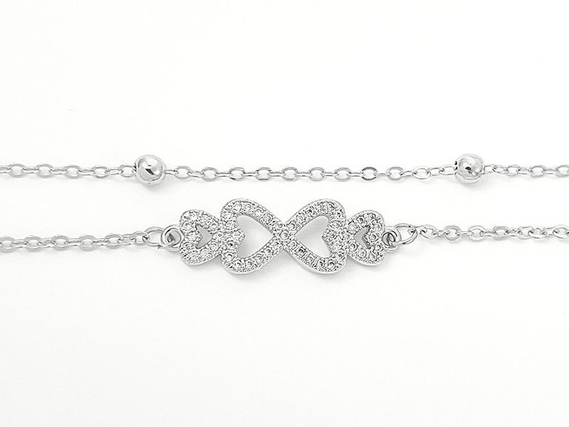 White Gold and Zirconia Elegant Heart Bracelet Carousel 2