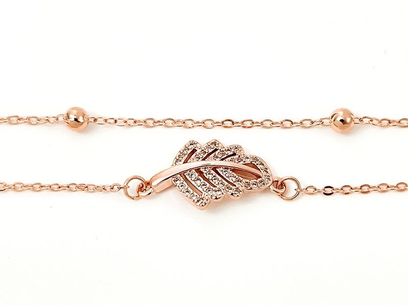 Rose Gold Zirconia Leaf Bracelet Carousel 1