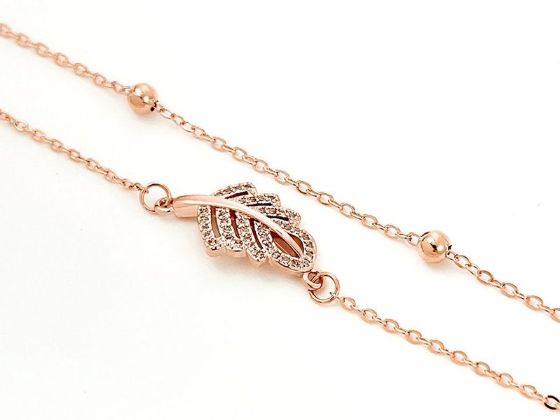 Rose Gold Zirconia Leaf Bracelet Carousel 2
