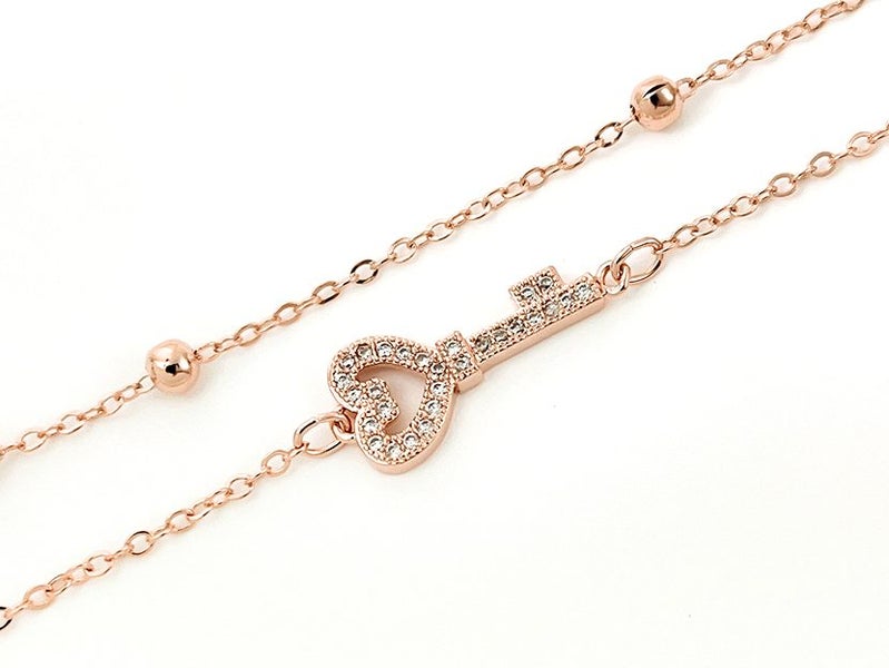 Rose Gold Zirconia Key Bracelet Carousel 1