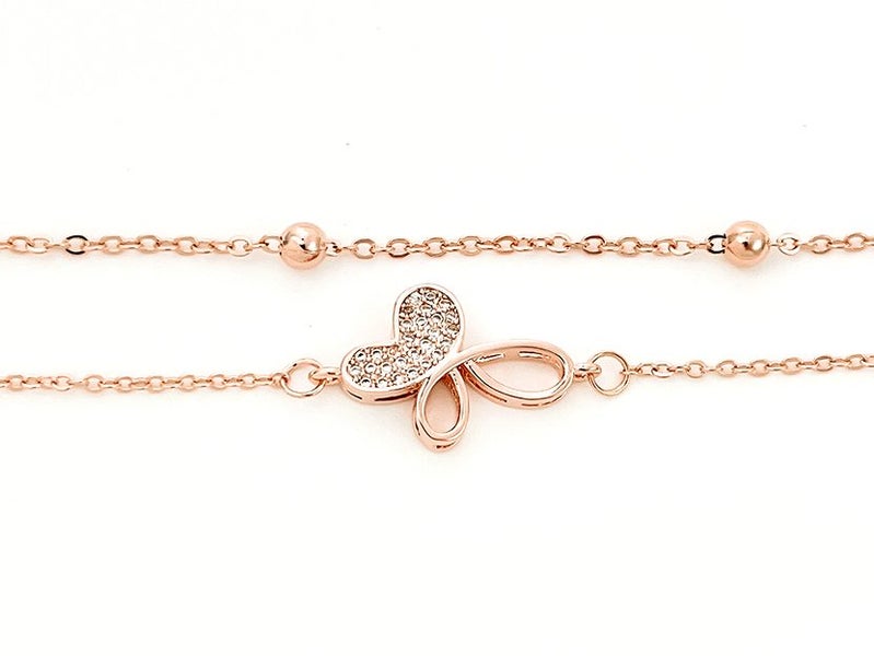 Rose Gold and Zirconia Butterfly Bracelet Carousel 1