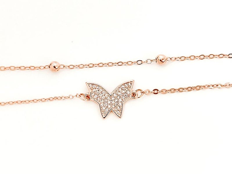 Rose Gold and Zirconia Butterfly Bracelet Carousel 2