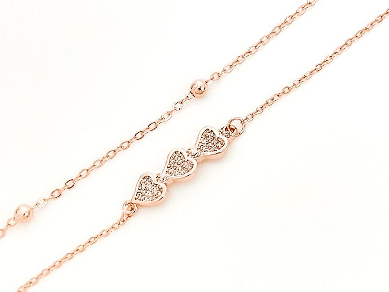 Rose Gold and Zirconia Heart Bracelet Carousel 1