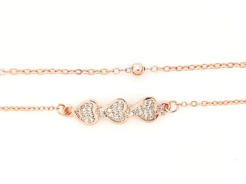 Rose Gold and Zirconia Heart Bracelet Carousel 2