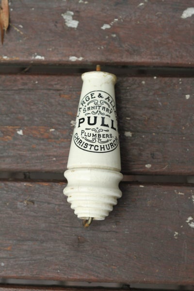 Old Porcelain Toilet Pull ~ 'Large & Allen' Sanitary Plumbers Christchurch Carousel 1