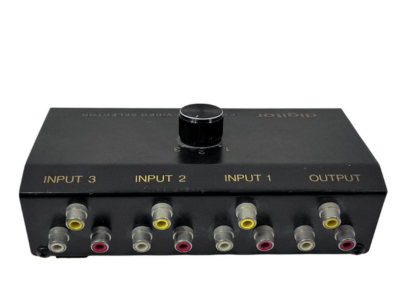 Digitor 3 Way Video Switch Box - AV Switch - Metal Case Edition - Model C2504 Carousel 2
