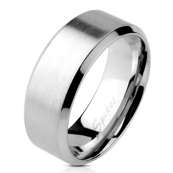 Brushed Centre Flat Band with Beveled Edge Ring 316L Stainless Steel Carousel 1