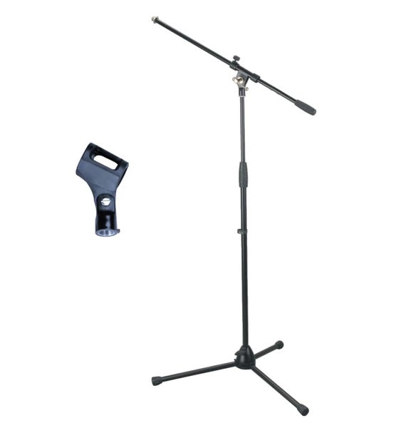 Artist MS012 Deluxe Black Boom Mic Stand & Plastic Mic Clip Carousel 1