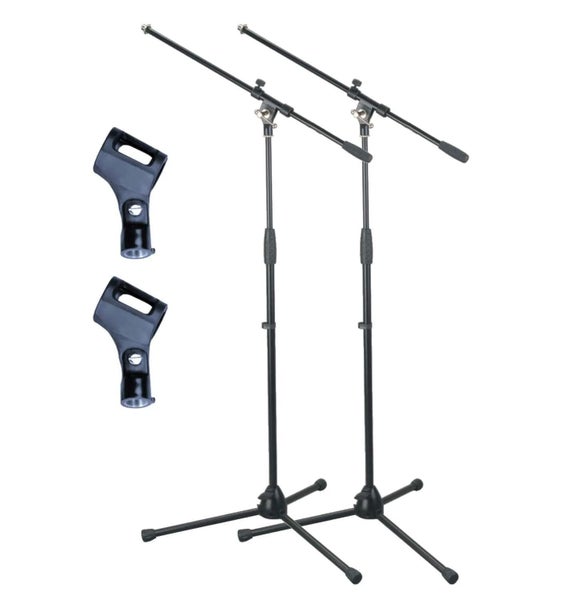Artist MS012 2 Pack Deluxe Black Boom Mic Stand & Plastic Mic Clip Carousel 1