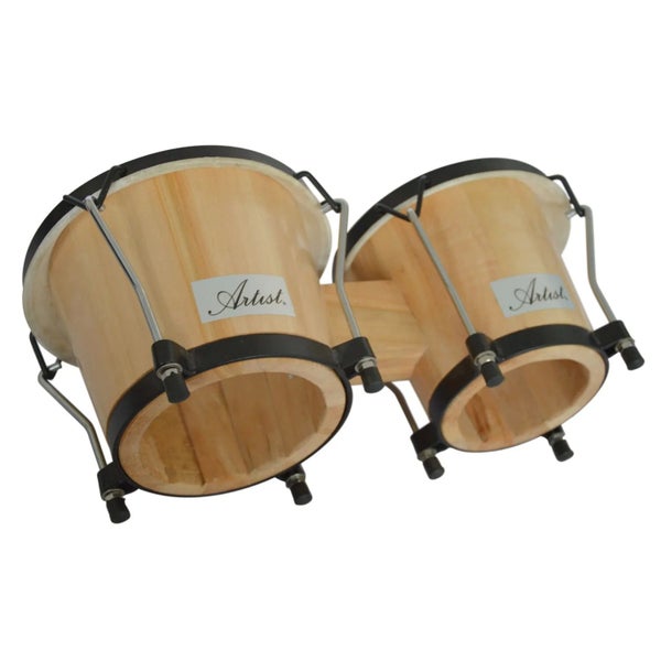 Artist JW500 Buffalo Hide Skin Bongo Drums Set Natural 6.5 & 7.5 Inch Carousel 4