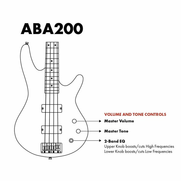 Artist ABA200 Red Bass Guitar w/ Accessories & Amp Carousel 9
