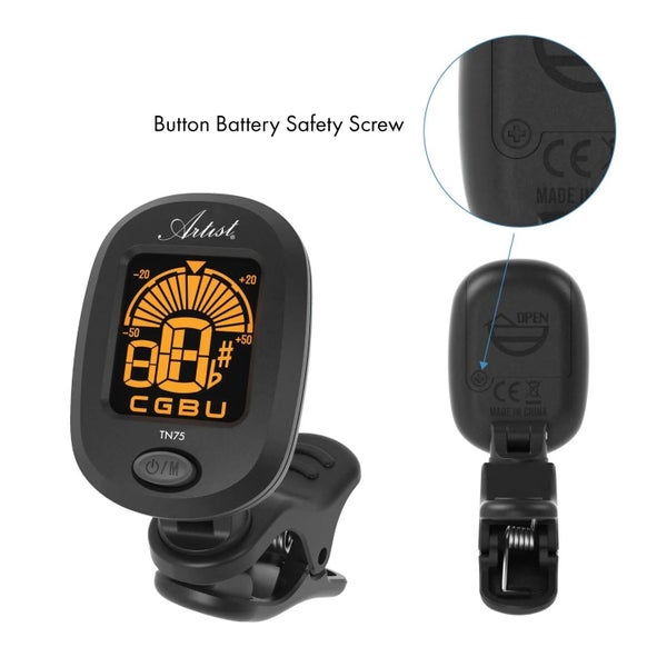 Artist TN75 Clip On Chromatic Headstock Guitar Tuner - 5 Pack Carousel 3