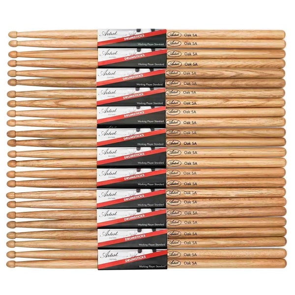 Artist DSO5A Oak Drumsticks w/ Wooden Tips 12 pairs Carousel 1