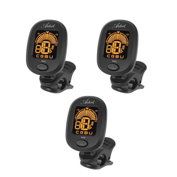 Artist TN75 Clip On Chromatic Headstock Guitar Tuner - 3 Pack Carousel 1