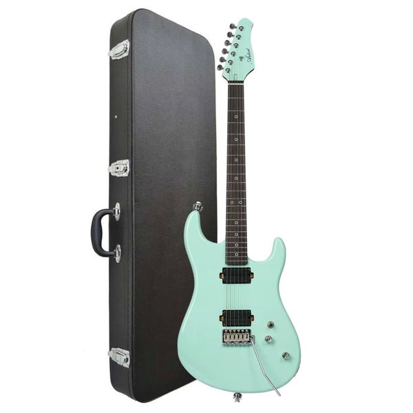 Artist SKYLER Vintage Green Electric Guitar & Black Case Carousel 1