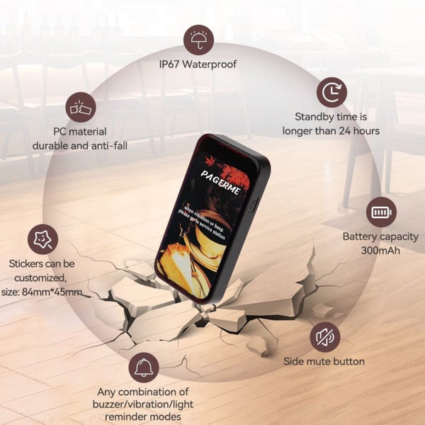WPS177 Wall Mountable 30 Wireless Pager Paging System - Distance Up to 500m Carousel 2