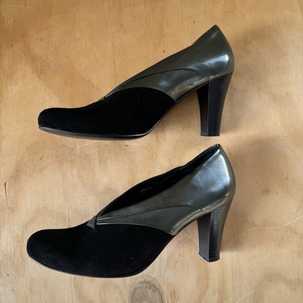 Django & Juliette Black Suede & Grey Patent Leather Heels Size 38 Carousel 5