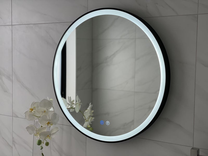 LED Mirror, Mirror with LED Light, round 700mm Black Frame Carousel 2