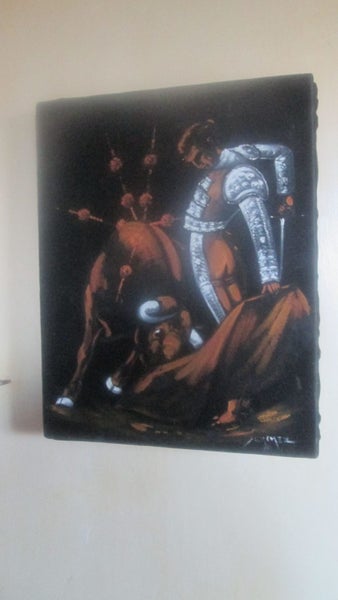 MID CENTURY BULLFIGHT SCENE ON VELVET62865821927169111