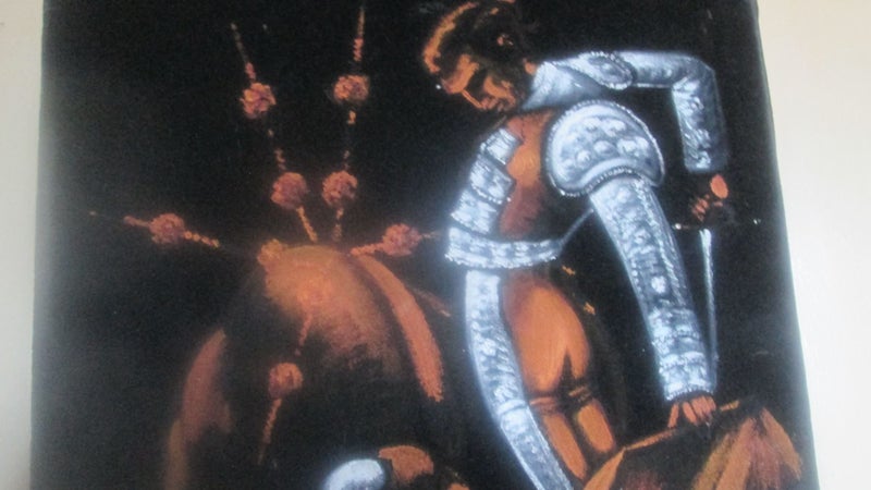 MID CENTURY BULLFIGHT SCENE ON VELVET62865821927169114