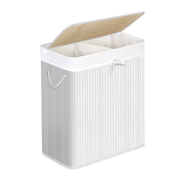 100L Laundry Basket with Lid - Off White Carousel 1
