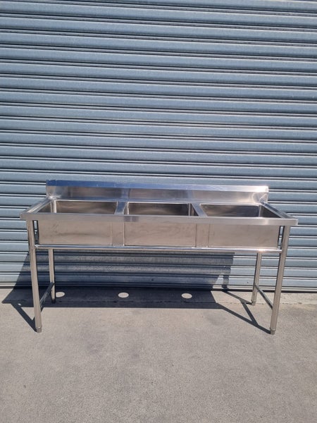 Stainless Steel Bench 1800 x 600 x 900 with Triple Sink 304 Food Grade Carousel 1