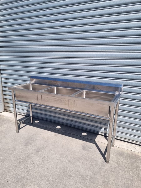 Stainless Steel Bench 1800 x 600 x 900 with Triple Sink 304 Food Grade Carousel 2