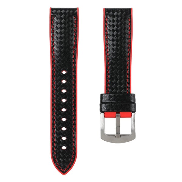 Ezra Leather Rubber Performance Hybrid Watch Band for TAG Heuer Carrera 39mm ... Carousel 16