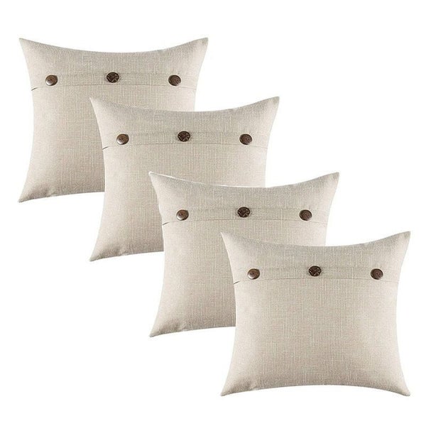 3 Button Flax Throw Pillow Cover - 4 Packs Carousel 1