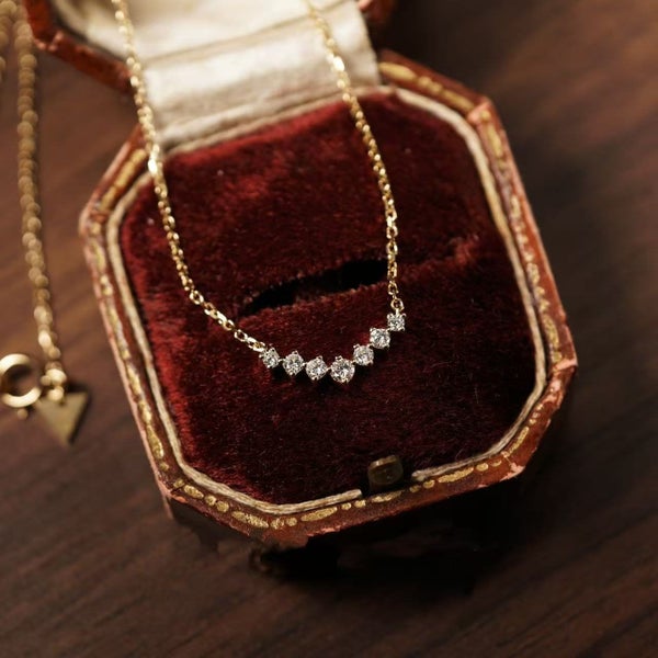 18K Gold-Plated S925 Silver V-Shaped Gradient Zircon Necklace Carousel 1