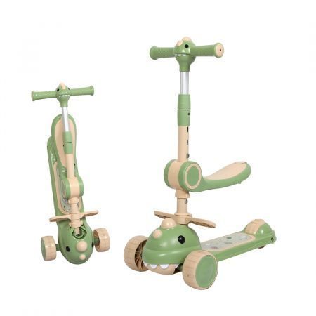 BoPeep Foldable Kids Scooter Flip-able Seat Green Carousel 1