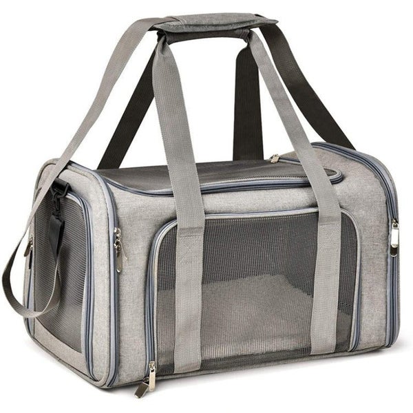 Elosung S Grey Portable Foldable Pet Carrier Bag Large Capacity Travel For 2 Sma Carousel 1