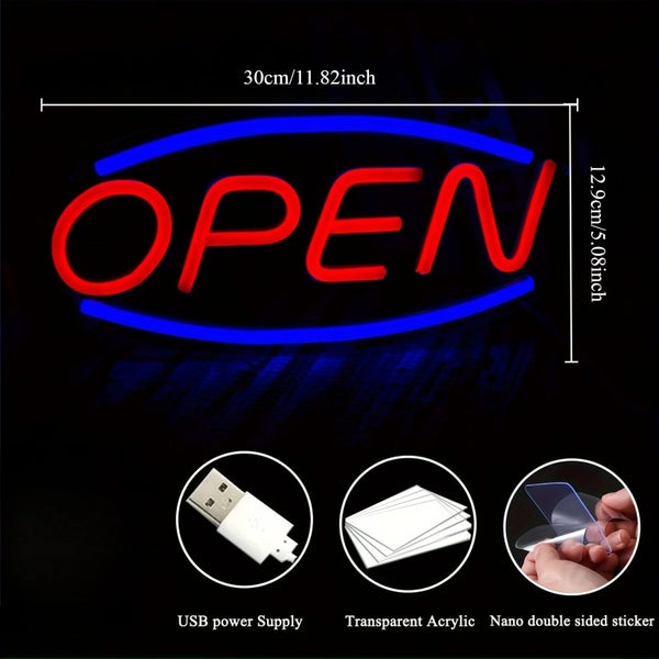 OPEN SIGN -Vibrant LED Neon Light Sign Stylish Shop Decor Carousel 5