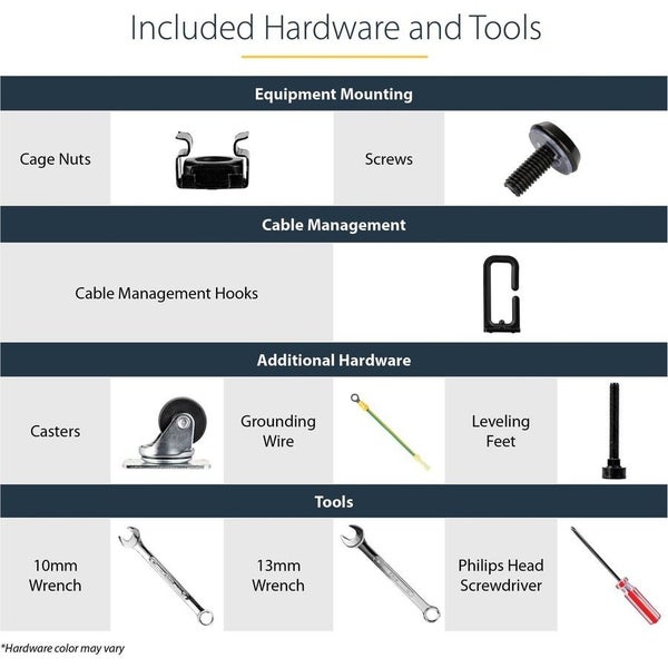 StarTech.com 4-Post 42U Mobile Open Frame Server Rack, 19" Network Rack with Cas Carousel 8