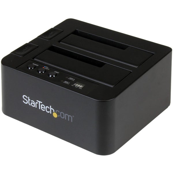 StarTech.com Standalone Hard Drive Duplicator, External Dual Bay HDD/SSD Cloner/ Carousel 1