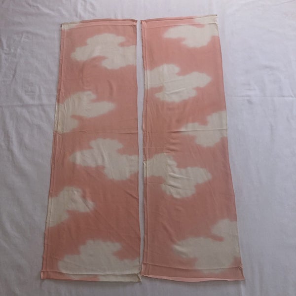 Vintage Japanese Silk Pink Cloud Old Kimono Panels X2 Fabric Pieces Carousel 1