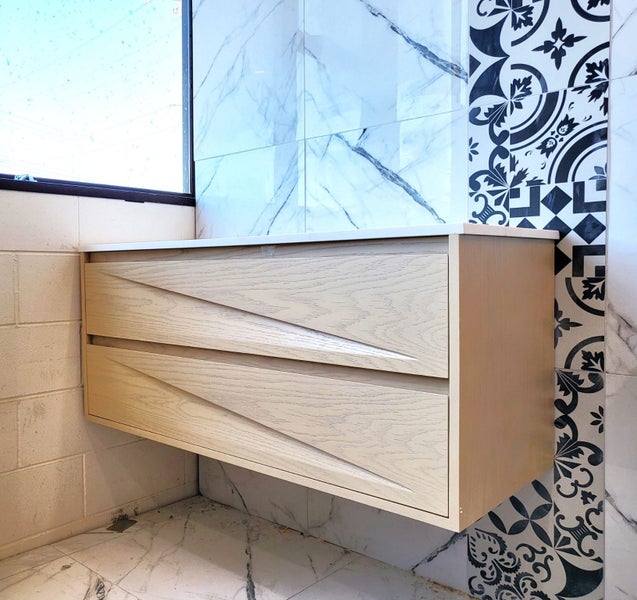 Plywood Vanity with Natural Wood Veneer EVA900B Wall Hung, Black Color Carousel 11