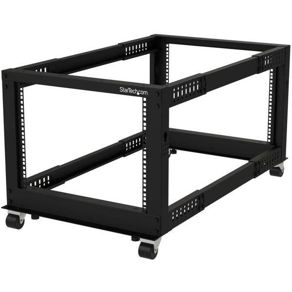 StarTech.com 4-Post 8U Mobile Open Frame Server Rack, 19in Network Rack with Cas Carousel 1